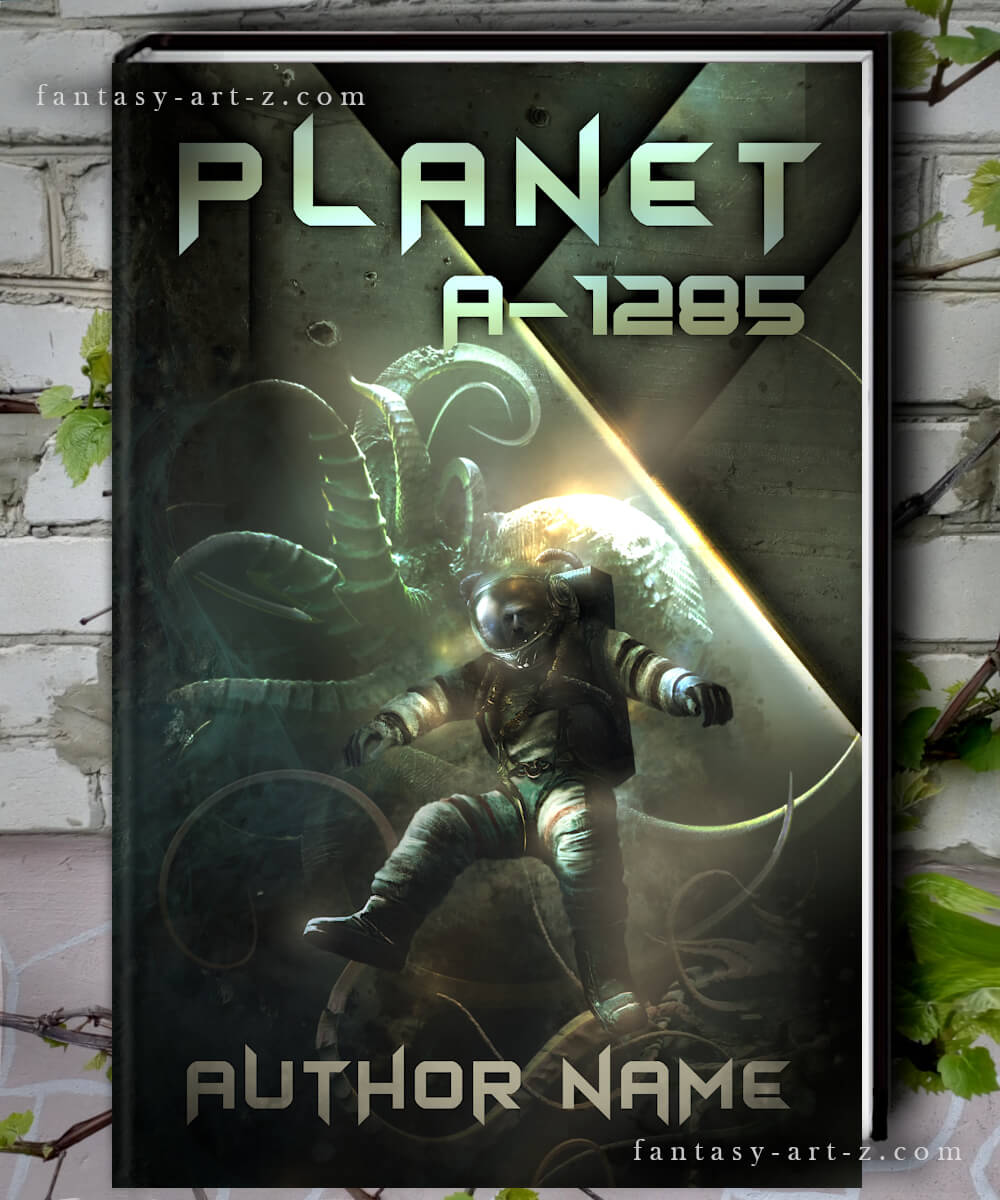 Sci-fi premade book cover showing a diver in futuristic suit