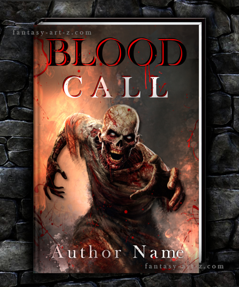 Horror book cover featuring a blood-spattered zombie reaching forward against a background of orange embers and dark shadows.