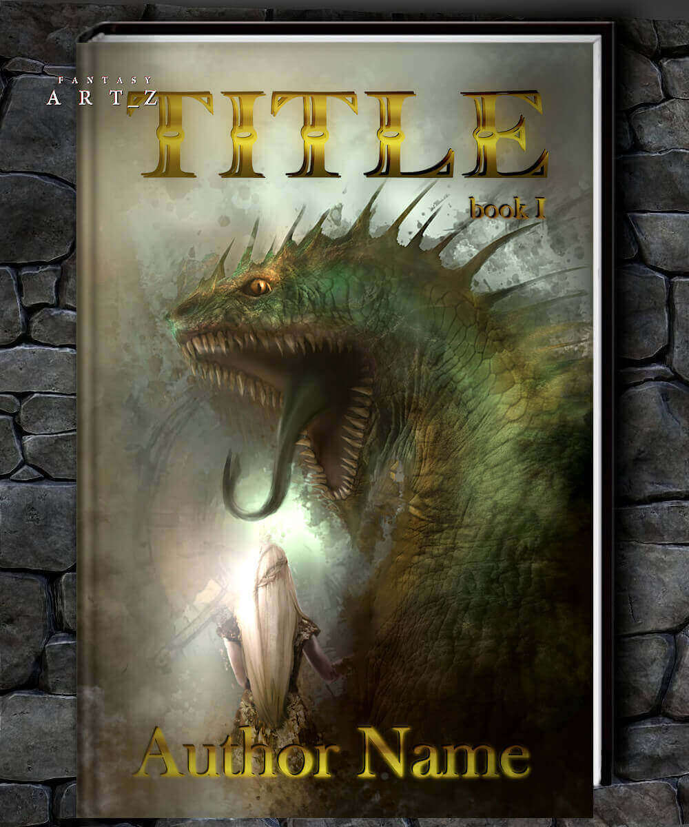 Fantasy book cover showing massive green dragon with open jaws confronting robed figure with glowing light in dramatic scene