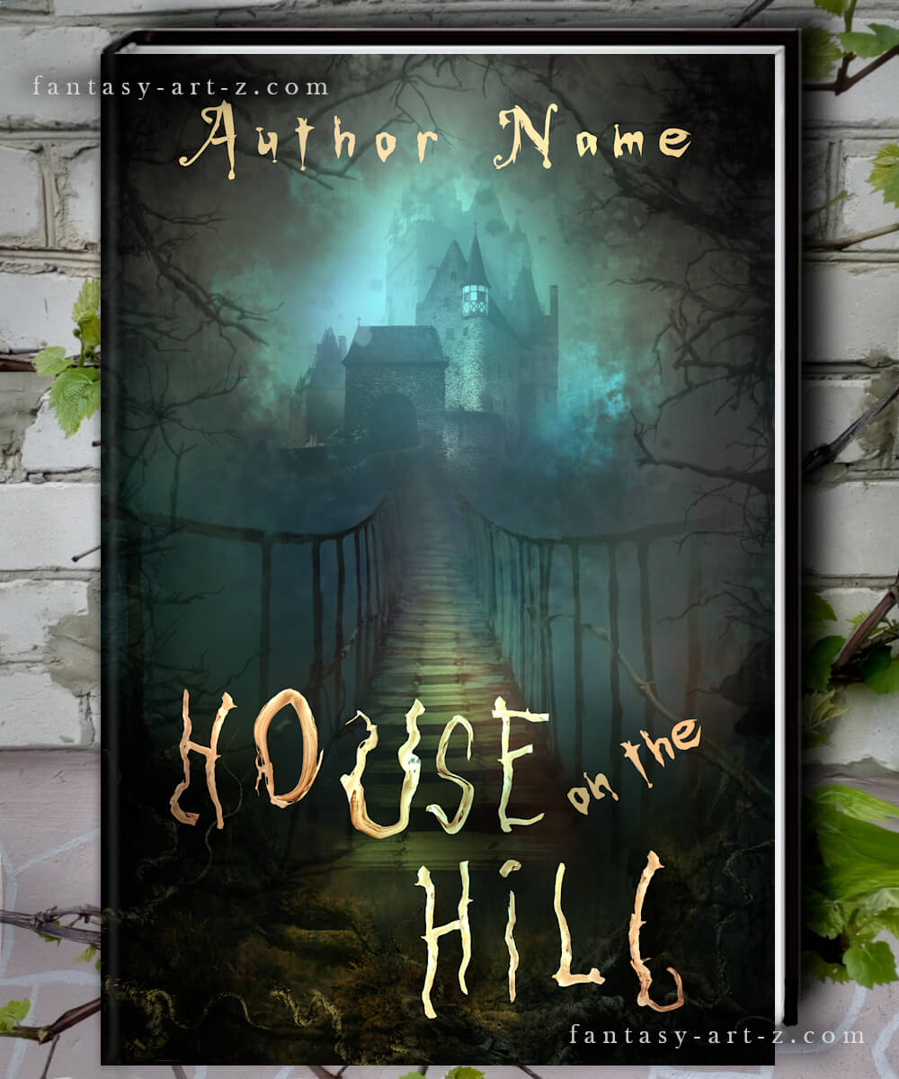 Horror book cover featuring haunted castle with eerie green fog for House on the Hill