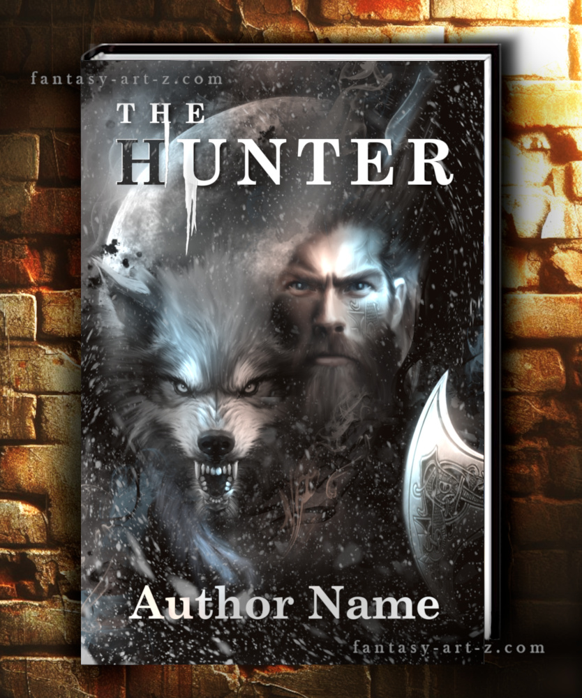 Dark fantasy book cover with bearded warrior, snarling wolf, and decorative sword