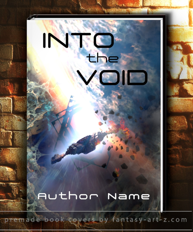 Sci-Fi premade book cover of a crashing spaceship in dramatic lighting
