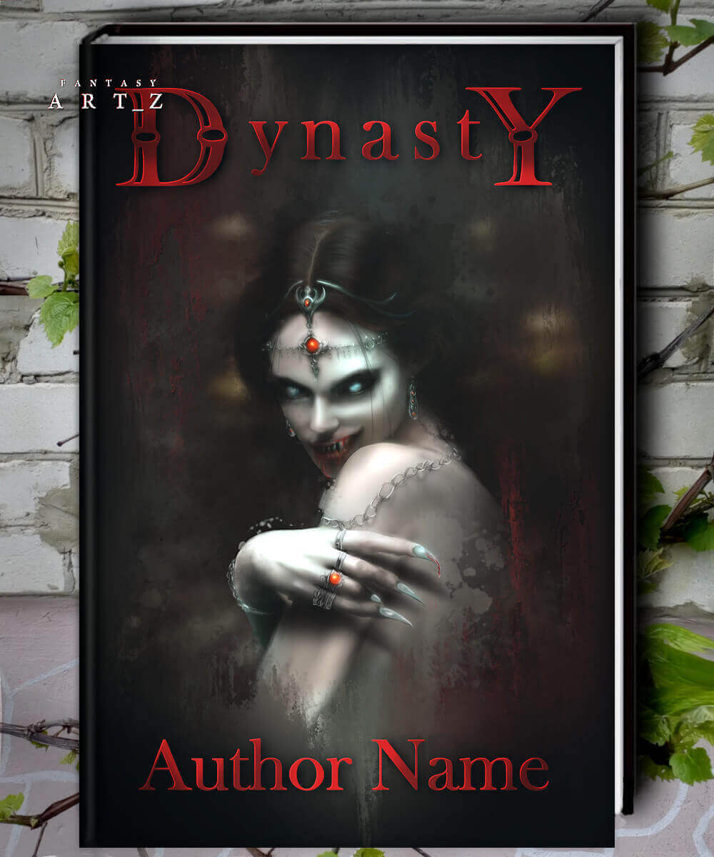 Dark fantasy book cover featuring sinister vampire queen with glowing eyes and ornate crown on black atmospheric background