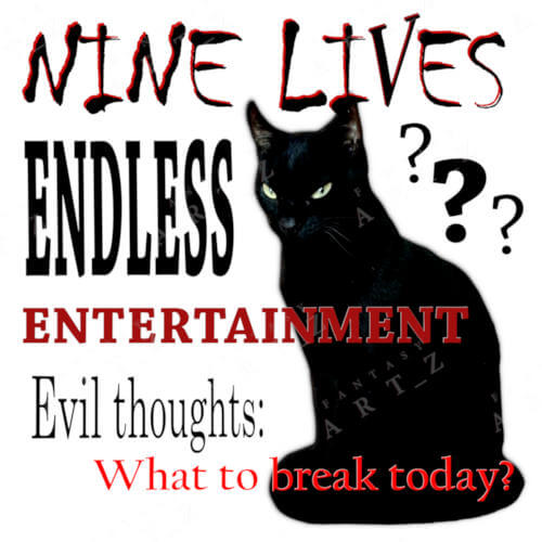design for a t-shirt featuring a black cat and a quote