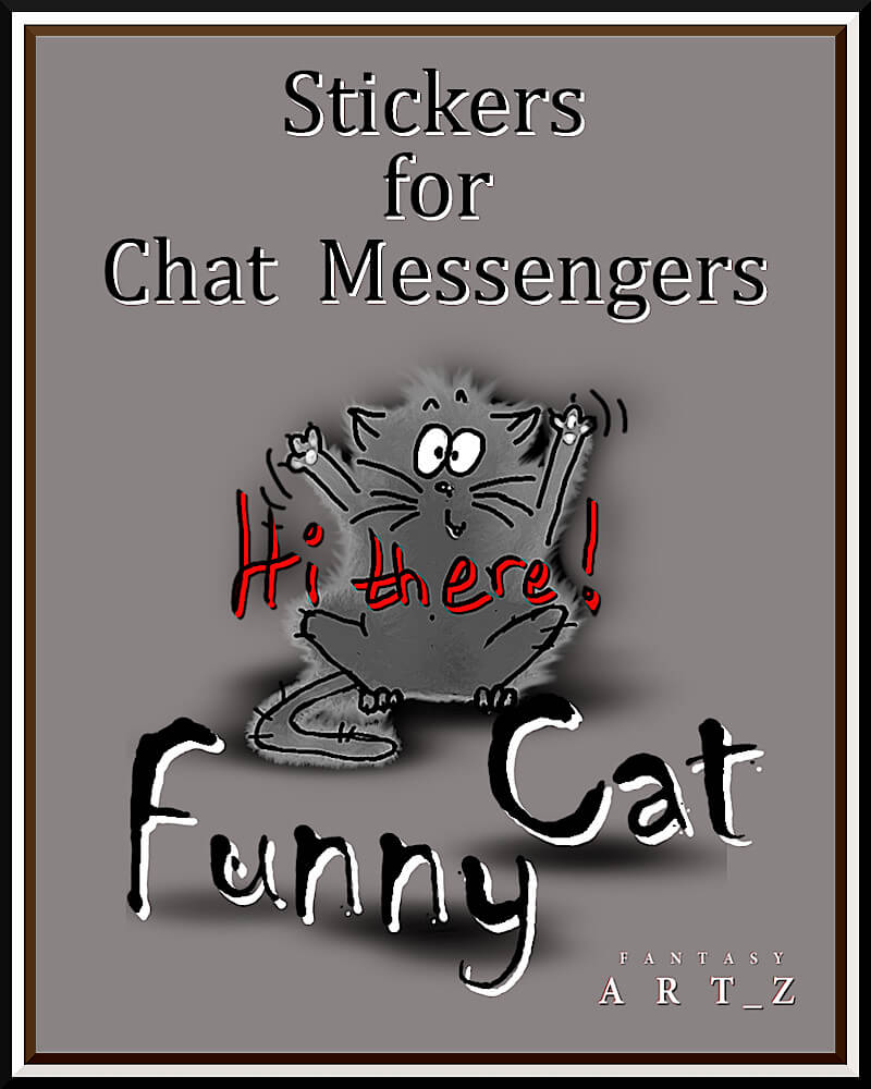 chat stickers, messanger, design, cat, funny, viber, telegram,