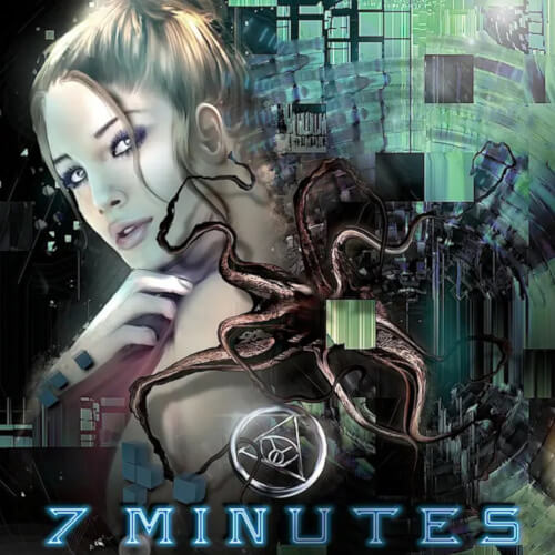 Fantasy comic cover featuring blonde woman with cybernetic tentacles against futuristic city backdrop - '7 Minutes' title