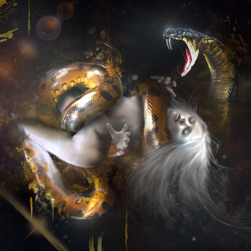 Surreal portrait of face dissolving into abstract splashes with seagulls flying around in monochromatic beige tones