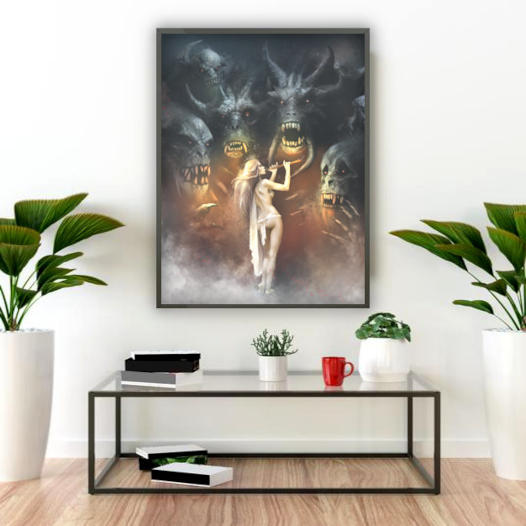 fantasy art print on the wall