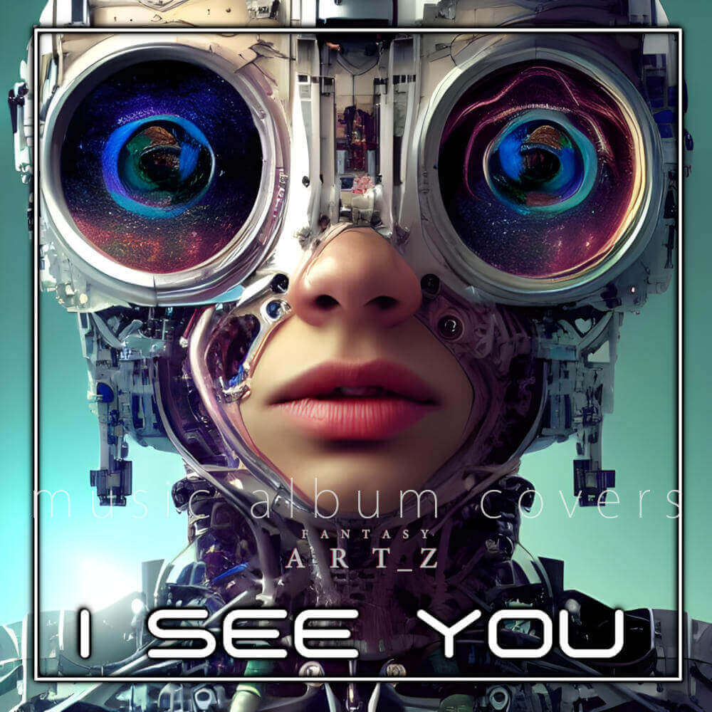 See You album cover with robotic face and galaxy-filled mechanical eyes